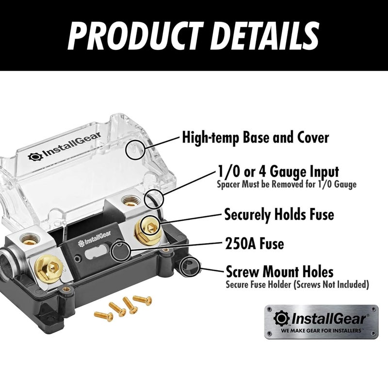 InstallGear 0/2/4 Gauge AWG In-Line ANL Fuse Holder With 250 Amp Fuse | Inline Block - No Wire Terminals Needed | Automotive 4, 2, 0 Gauge Box - Image 5